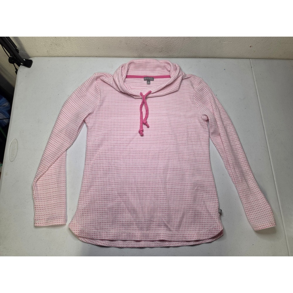 T by Talbots Pink Waffle Knit Cowl Neck Pullover Top Petite Medium PM
